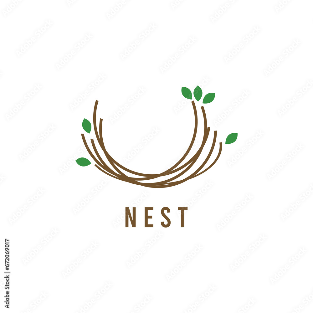 Obraz premium nest illustration logo design symbol vector template