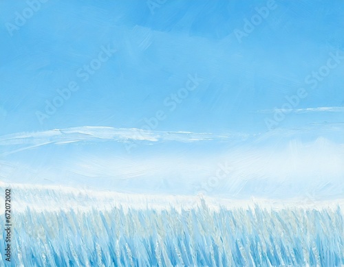 illustration of blue wheat field, ai contents by firefly