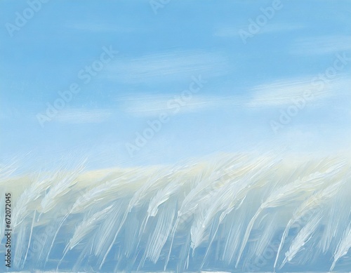 illustration of blue wheat field, ai contents by firefly