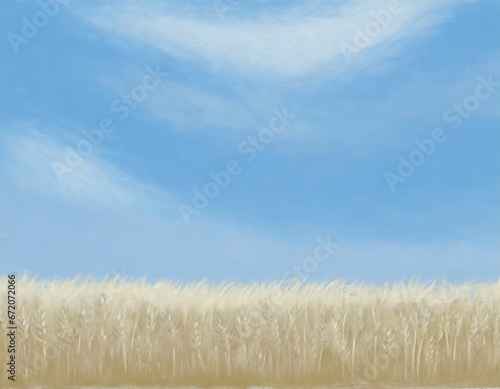 illustration of blue wheat field, ai contents by firefly