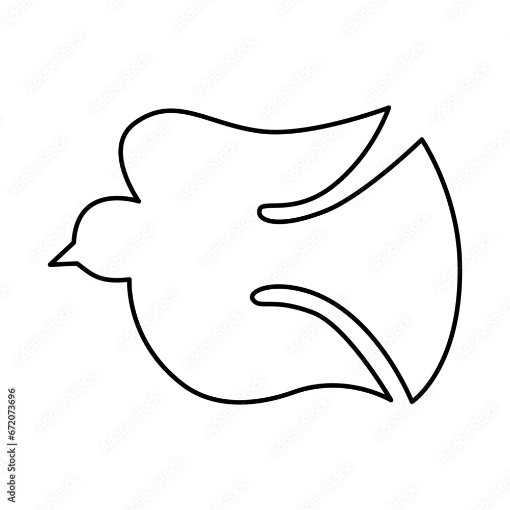 Obraz premium Dove of peace line art symbol. Christian icon of the flying dove illustration isolated