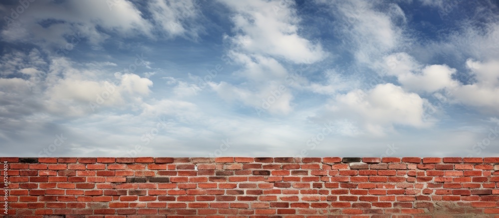 Red walls constructed of bricks under a sky filled with clouds Red walls constructed of bricks under a sky filled with clouds