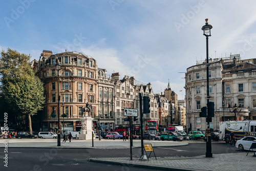 London, United Kingdom - September 25, 2023: Trafalgar Square, a public square in the City of Westminster, Central London photo