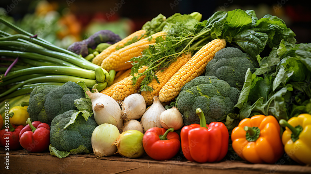 Vegetable assortment in a market