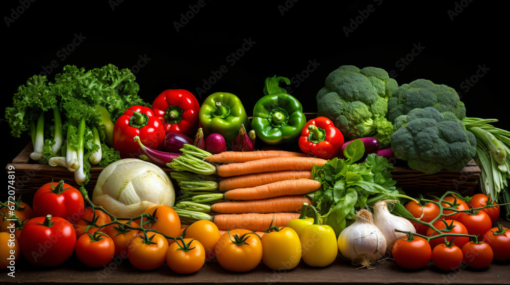 Vegetable assortment in a market