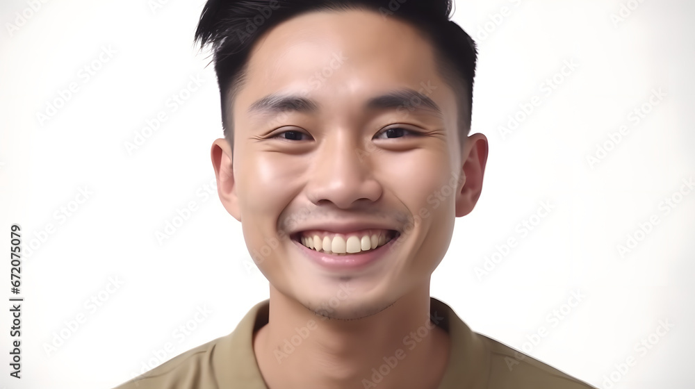 Portrait of young Asian guy smiling in white background Portrait of young Asian guy smiling in white background