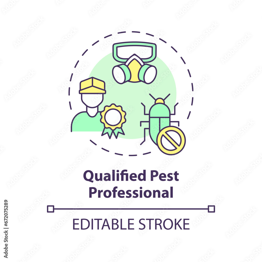 2D editable multicolor qualified pest professional icon, simple isolated vector, integrated pest management thin line illustration.
