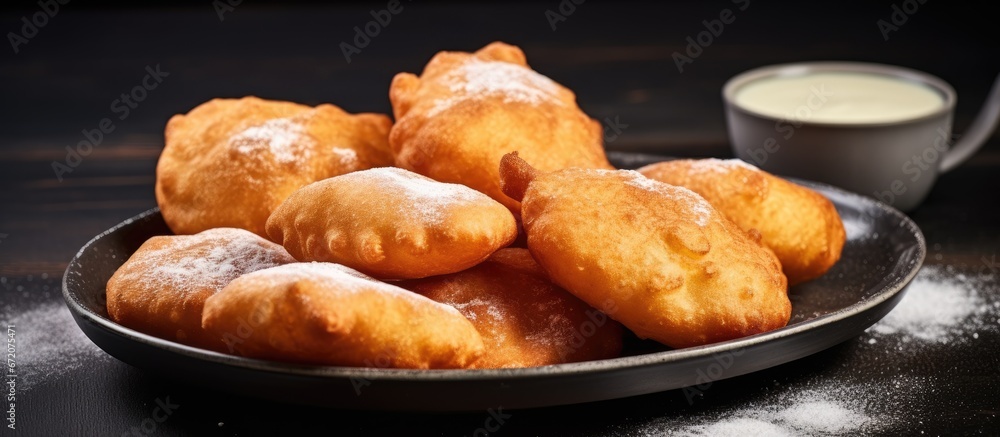 Fried pastries made from dough consisting of flour Fried pastries made from dough consisting of flour
