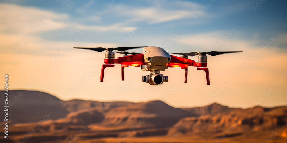 Drone in fast flight with motion blur effect. Drone in fast flight with motion blur effect.