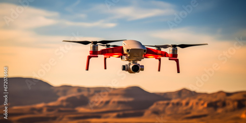 Drone in fast flight with motion blur effect.