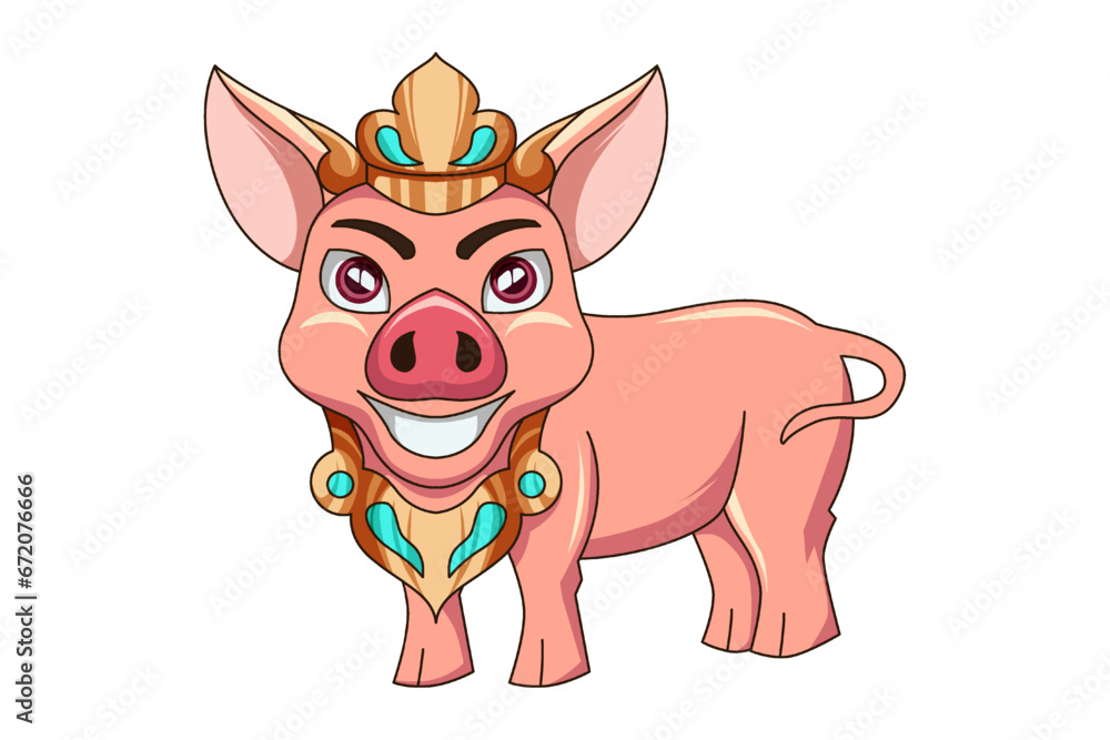 Obraz premium Cute Pig Character Design Illustration