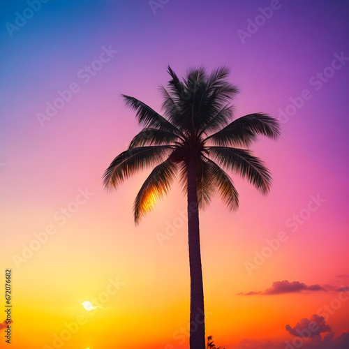Coconut plam trees and sun shine with blue clear sky on the beach. Coconut Palm Trees Against Sun. Coconut palm trees under blue sky.