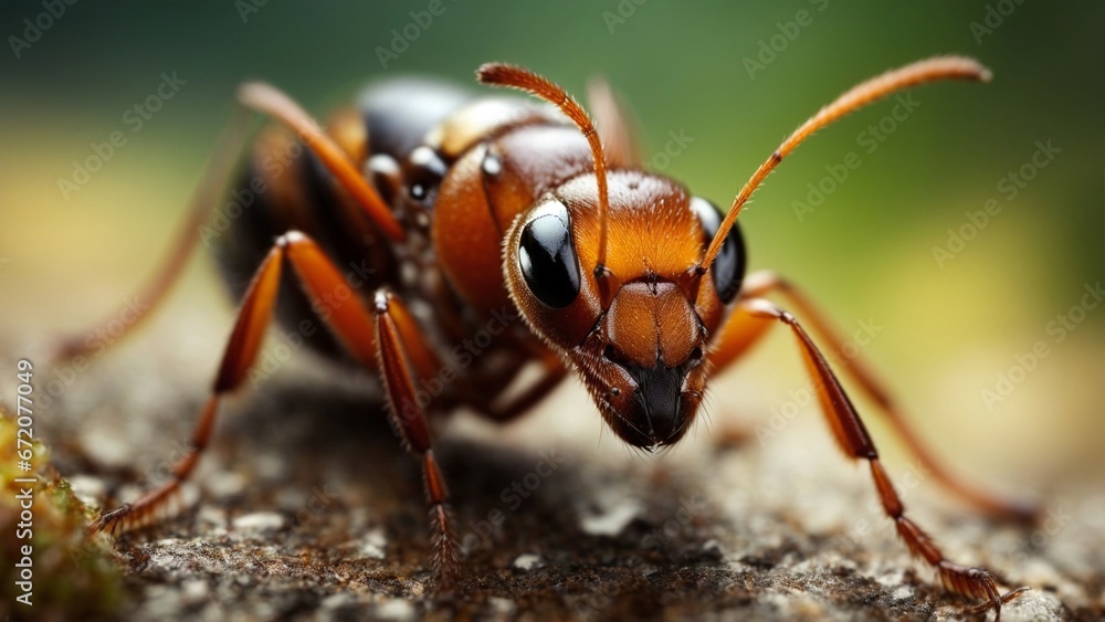 Close-up high-resolution image of an ant. Generative AI. Close-up high-resolution image of an ant. Generative AI.