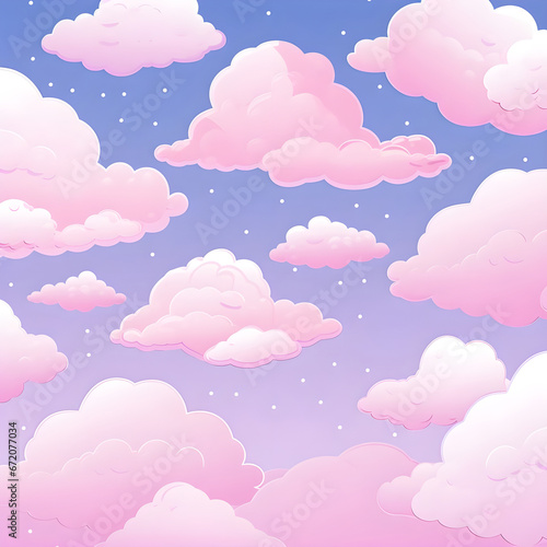 Beautiful white puffy clouds against pastel sky. Fluffy cloud against white and pastel gradient background. Abstract white cloudy cute vector isolated.