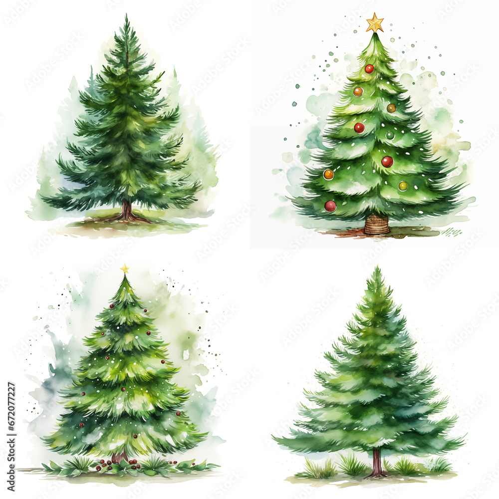 Fototapeta premium Set of Christmas trees