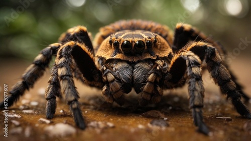 Close-up high-resolution image of a birdeater tarantula spider. Generative AI.