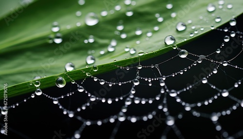 Photo of a Serene Green Leaf Glistening With Freshness