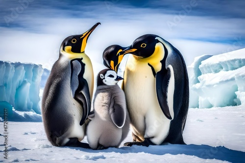 Emperor Penguin and Chick  Antarctica  love between animals