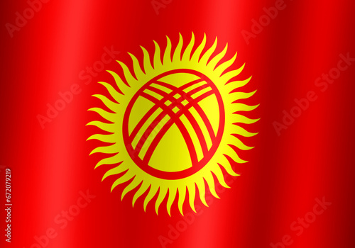 kyrgyzstan national flag 3d illustration close up view photo