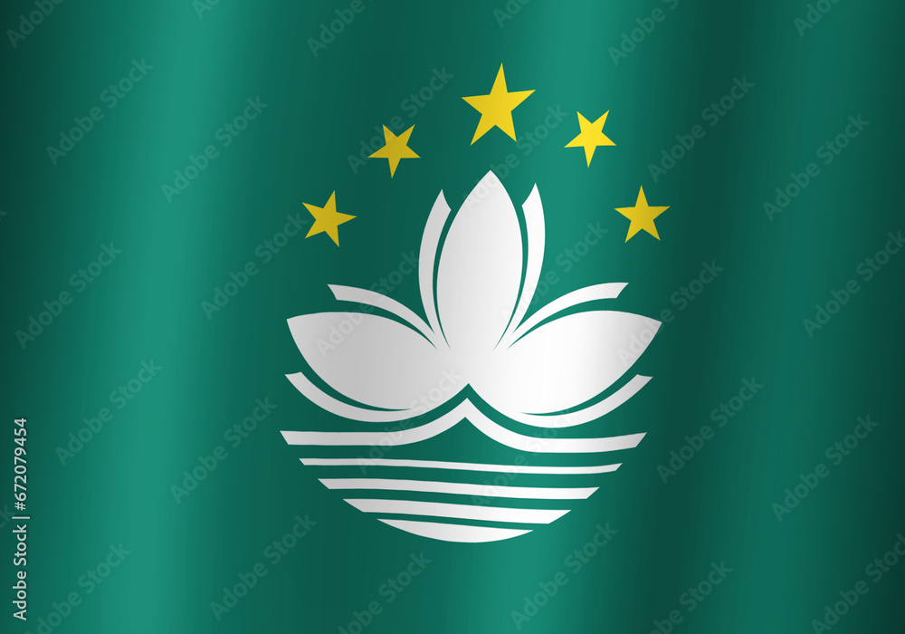 macao national flag 3d illustration close up view macao national flag 3d illustration close up view