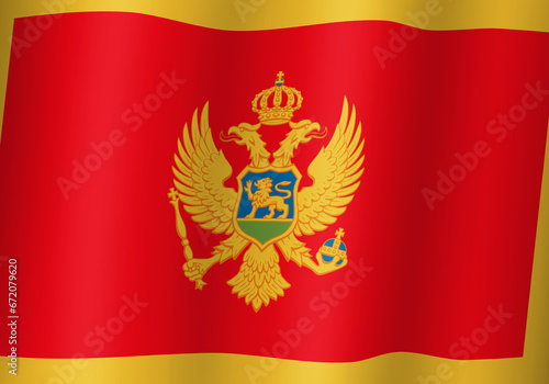 montenegro national flag 3d illustration close up view