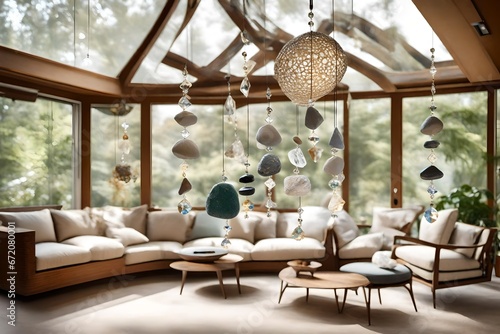 modern living room of wooden house 