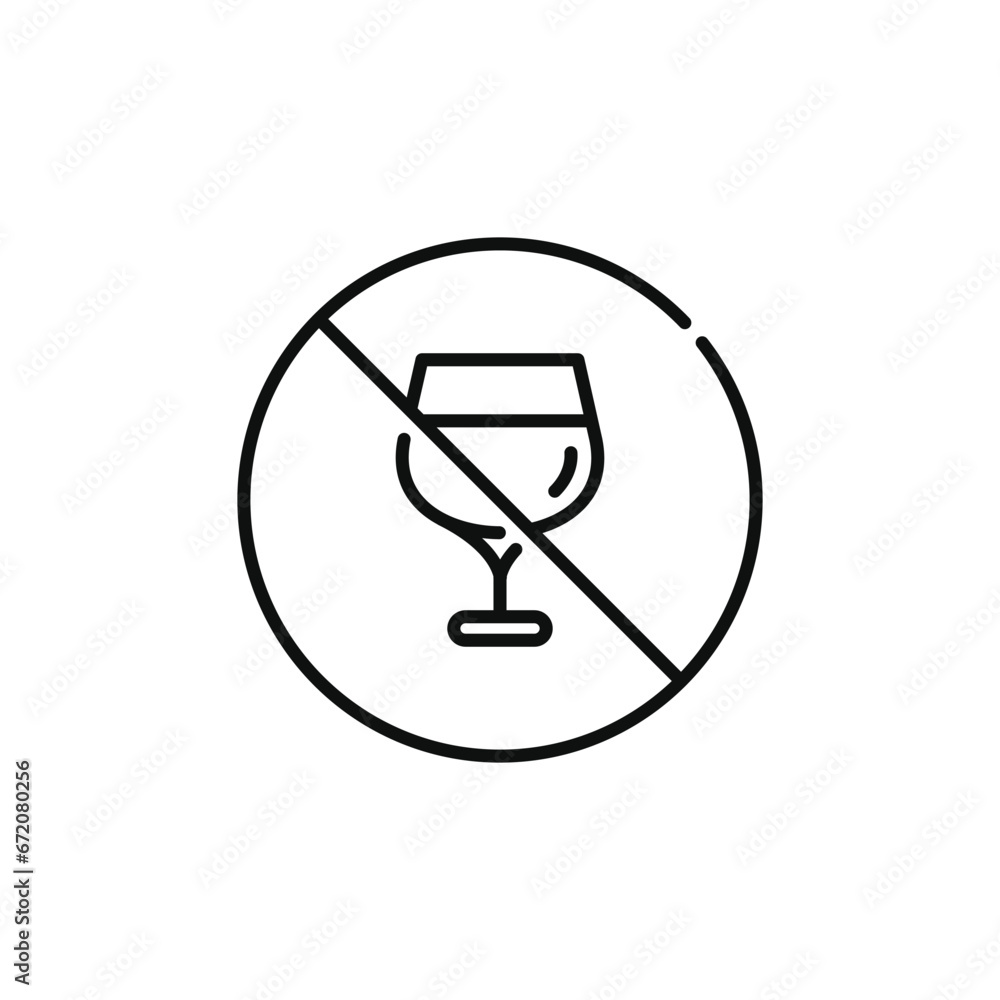 No alcohol line icon sign symbol isolated on white background No alcohol line icon sign symbol isolated on white background