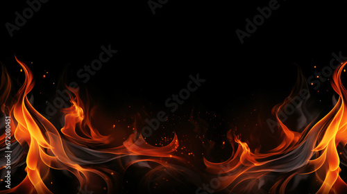 Flame Border with Copy Space on Black Background.