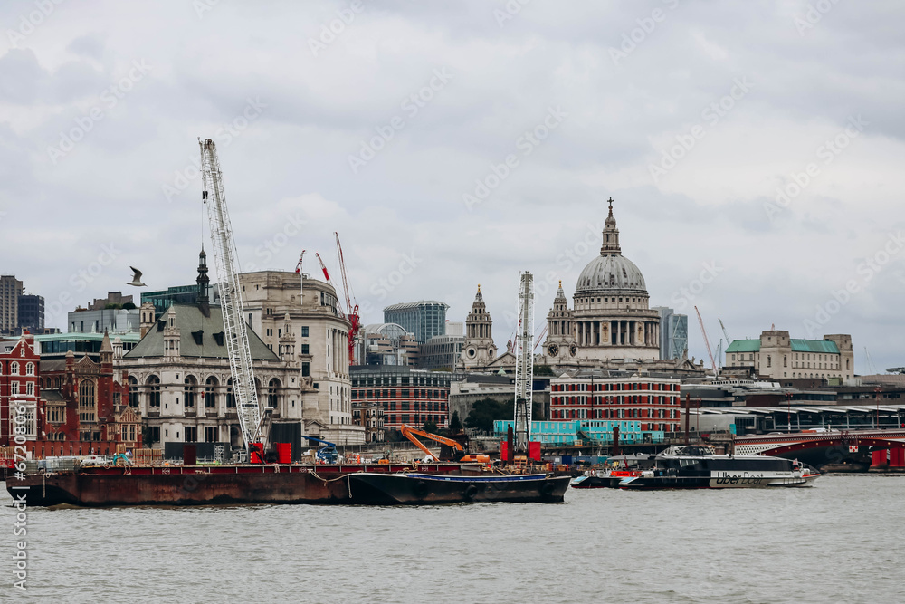 London, United Kingdom - September 25, 2023: View of central London across the Thames River
