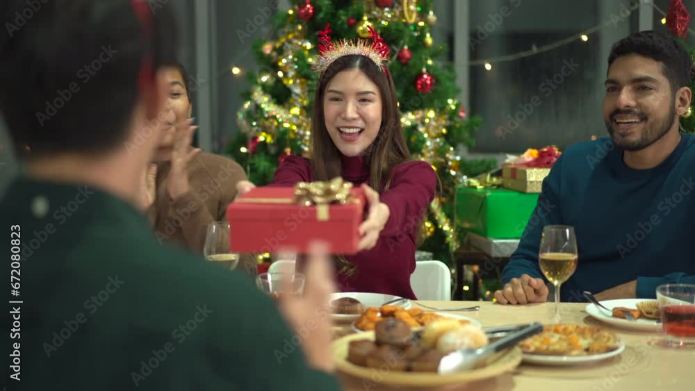 Friends celebrating Christmas and New Year party. Friends celebrating Christmas and New Year party.