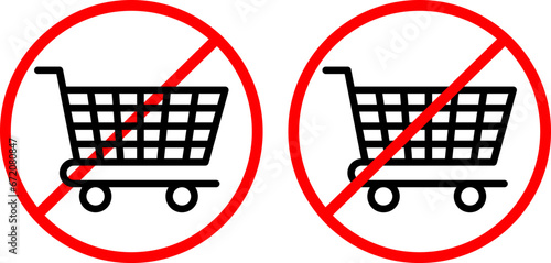 No shopping cart forbidden sign icon