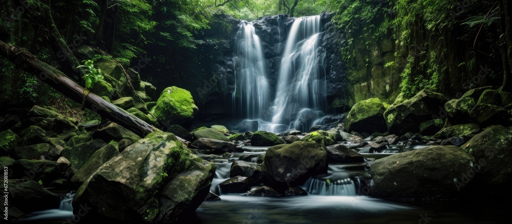 A stunning waterfall in the backyard captured through a lengthy exposure