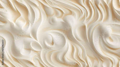 Frothy latte surface with delicate swirls texture