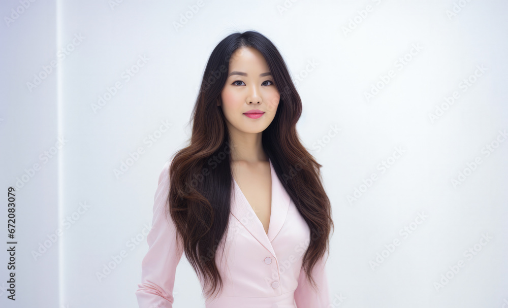 Portrait of a young beautiful Korean woman with long hair Portrait of a young beautiful Korean woman with long hair
