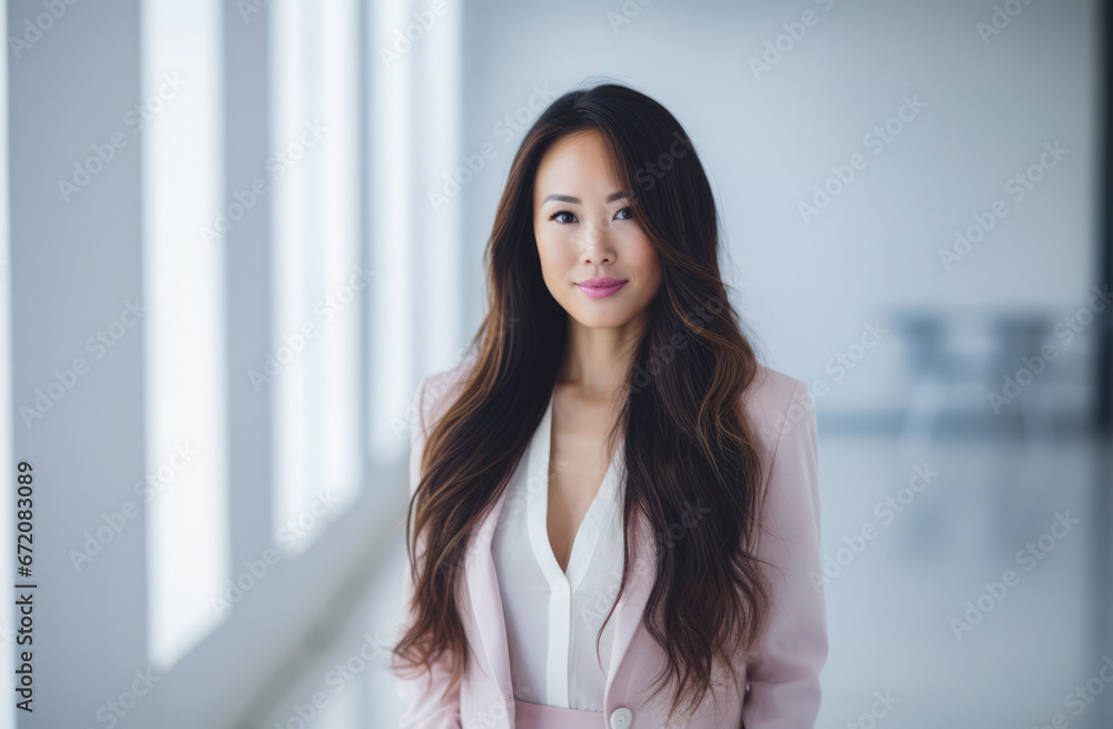 Portrait of a young beautiful Korean woman with long hair Portrait of a young beautiful Korean woman with long hair