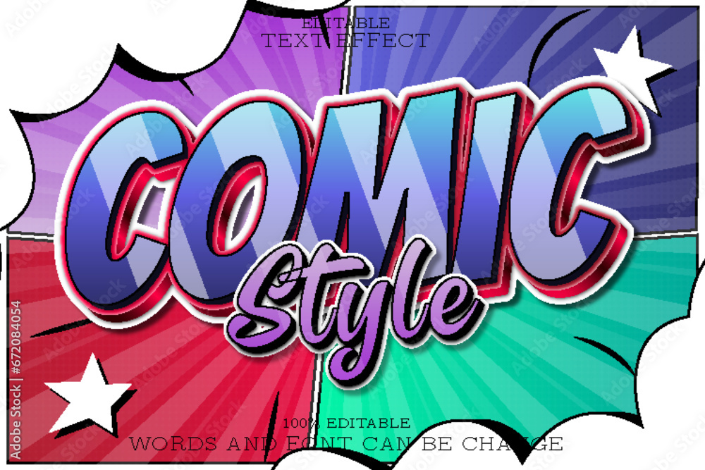 comic style editable text effect emboss comic style