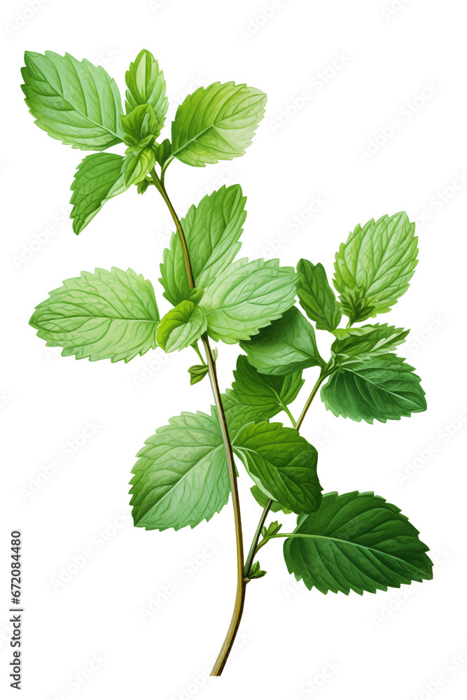 Melissa officinalis or Lemon balm, illustrated on a transparent background Melissa officinalis or Lemon balm, illustrated on a transparent background