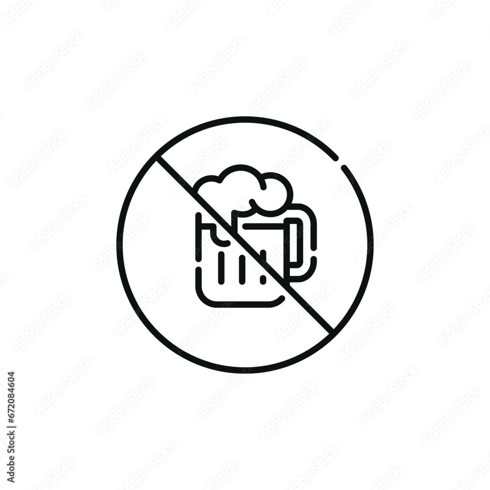 No alcohol line icon sign symbol isolated on white background No alcohol line icon sign symbol isolated on white background