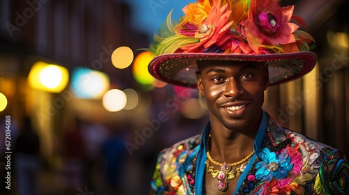 Wonderful Latin artist dressed up for Carnival on the lanes photo