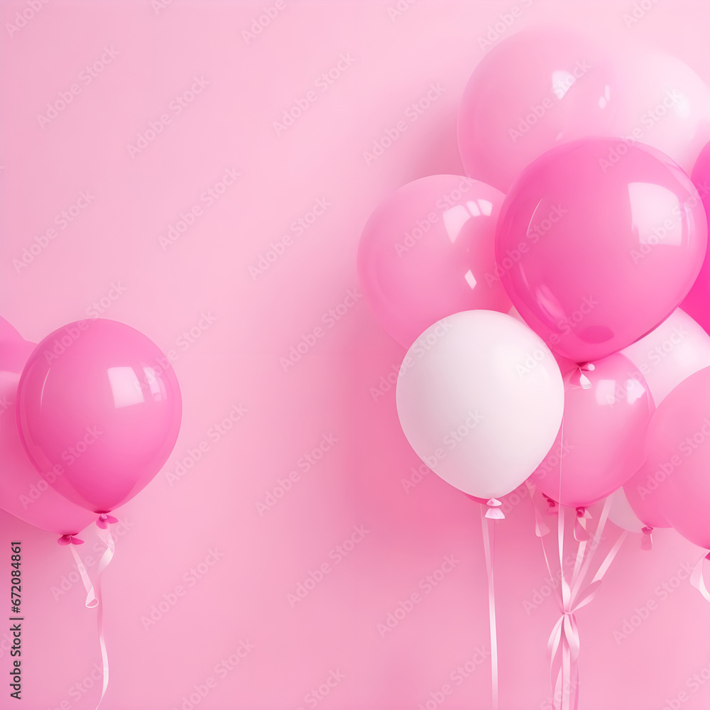 Festive pink background. Shining stars and balloons on light pink pastel background. Christmas. Wedding. Birthday. Happy woman's day. Mothers Day. Valentine's Day. Flat lay, top view, copy space. Festive pink background. Shining stars and balloons on light pink pastel background. Christmas. Wedding. Birthday. Happy woman's day. Mothers Day. Valentine's Day. Flat lay, top view, copy space.