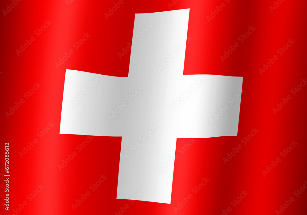 Obraz premium switzerland national flag 3d illustration close up view