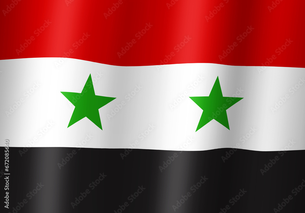 syria national flag 3d illustration close up view