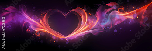 beautiful illustration of a heart in orange and purple colors  abstract and artistic heart symbol