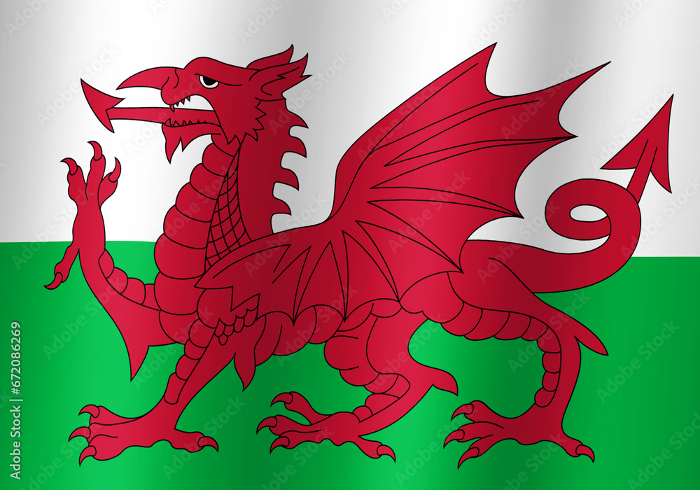 wales national flag 3d illustration close up view wales national flag 3d illustration close up view