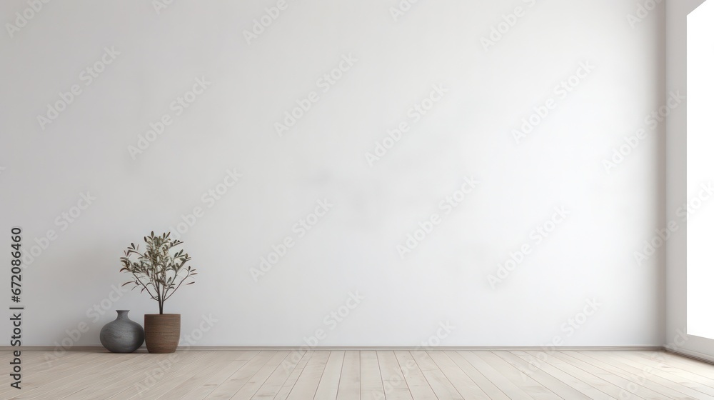 Minimalist and contemporary empty interior featuring a blank wall, ideal for illustration mock-ups and creative visualizations Minimalist and contemporary empty interior featuring a blank wall, ideal for illustration mock-ups and creative visualizations