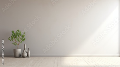 Minimalist and contemporary empty interior featuring a blank wall  ideal for illustration mock-ups and creative visualizations