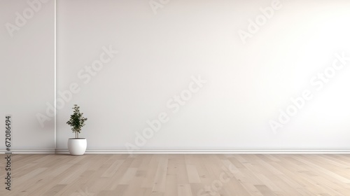 Minimalist and contemporary empty interior featuring a blank wall, ideal for illustration mock-ups and creative visualizations