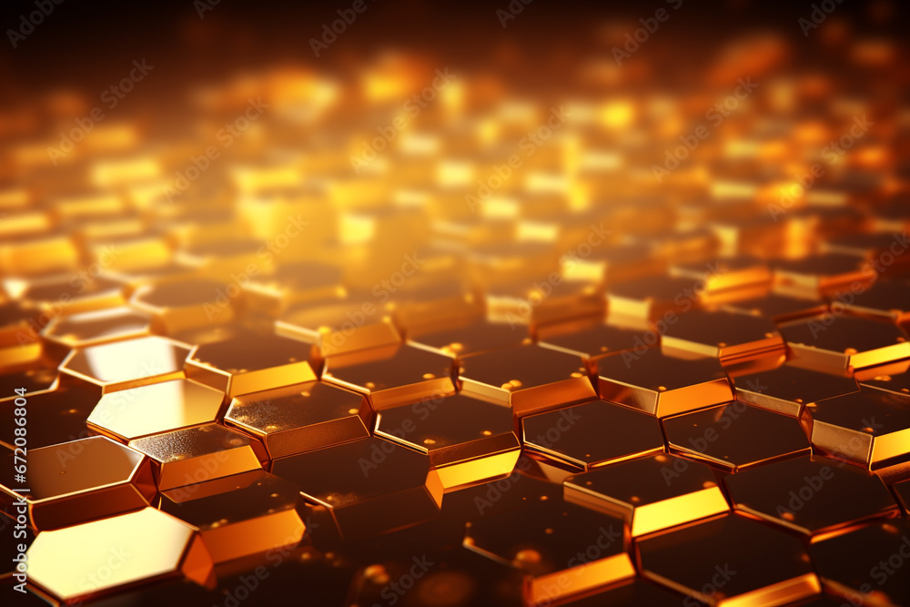 Obraz premium Golden hexagons Polygonal mosaic surface