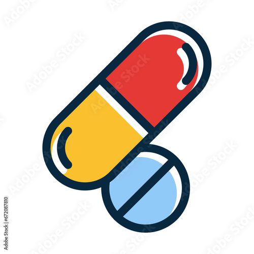 Pills Vector Thick Line Filled Dark Colors