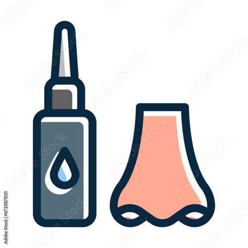 Nasal Vector Thick Line Filled Dark Colors